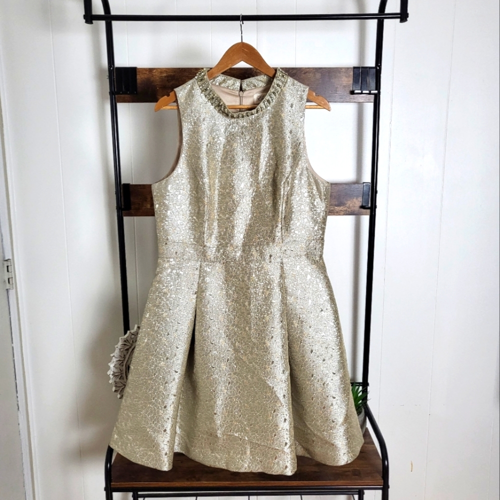 Eliza J | Gorgeous Jeweled Metallic Fit and Flare Party Dress Size 16
